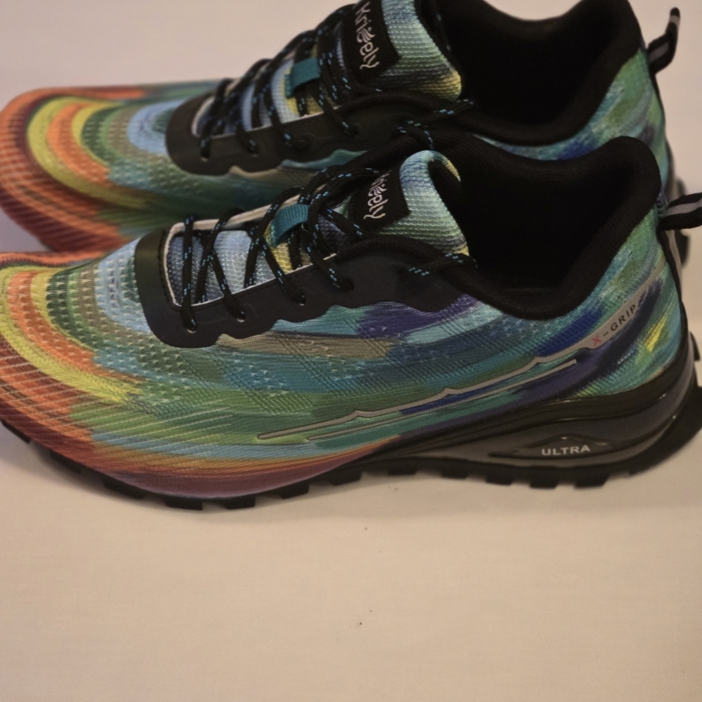 Size 11.5 Kricely Men's Trail Running Shoes Hiking Outdoor Sneaker Shoe  Rainbow - Picture 4 of 5